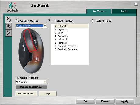 logitech setpoint mouse tab